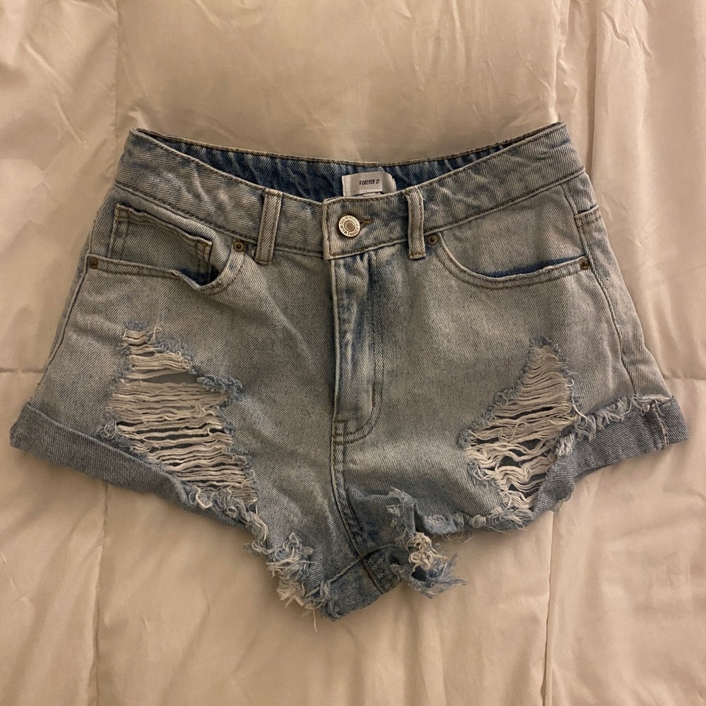 Distressed Denim Shorts